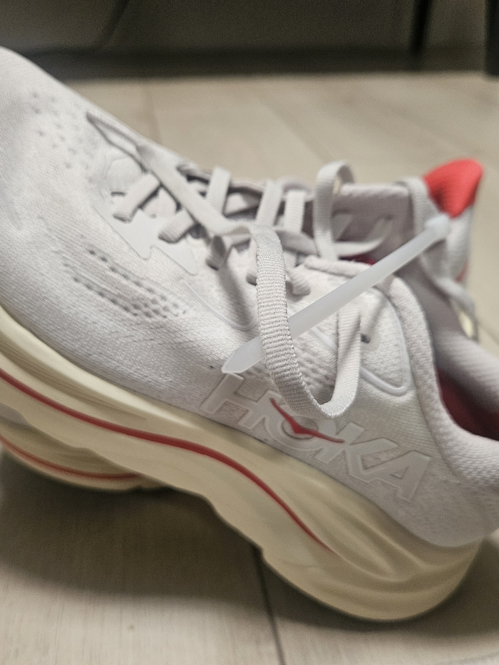 Hoka Women's White and Coral Performance Sneakers Size 6